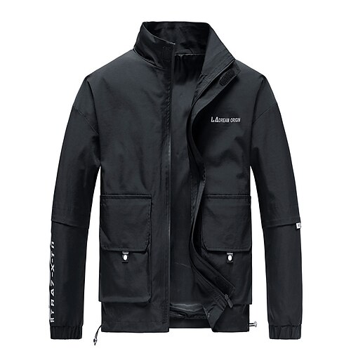 

Men's Hiking Jacket Hiking Windbreaker Military Tactical Jacket Outdoor Thermal Warm Windproof Quick Dry Lightweight Outerwear Coat Top Skiing Ski / Snowboard Fishing Blue Black / Breathable