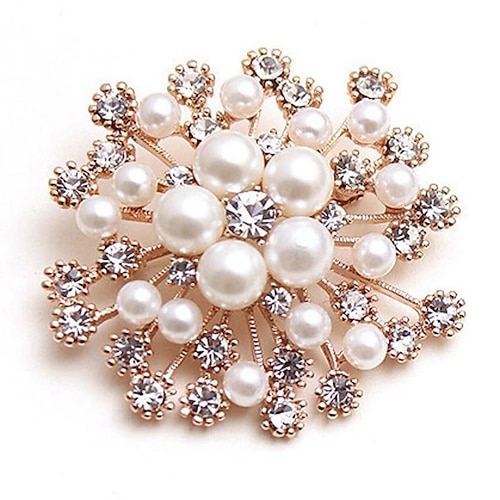 

Synthetic Diamond Brooches Wedding Stylish Artistic Brooch Jewelry Gold Red For Daily Wear Date Festival