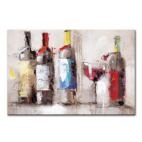 

Oil Painting Handmade Hand Painted Wall Art Mintura Modern Abstract wine Bottle For Home Decoration Decor Rolled Canvas No Frame Unstretched