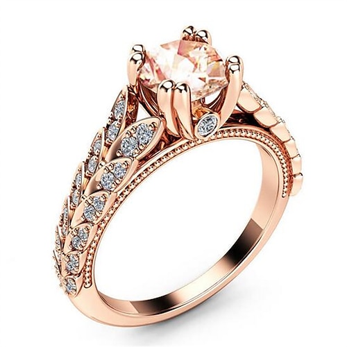 

1pc Ring Promise Ring For Women's Christmas Birthday Party Evening Zircon Copper Gold Plated 3D Precious