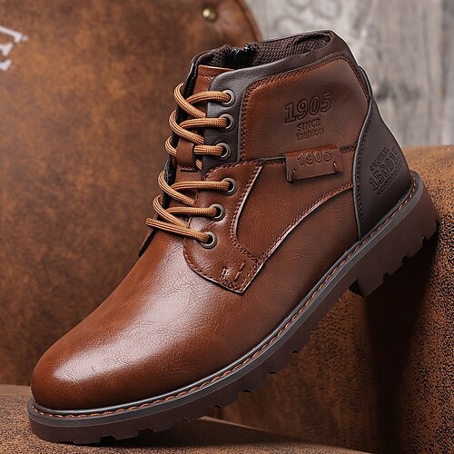 

Men's Boots Retro Combat Boots Vintage Casual Daily PU Booties / Ankle Boots Black Brown Winter Fall