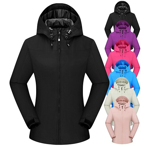 

Women's Hoodie Jacket Waterproof Hiking Jacket Hiking Windbreaker Summer Outdoor Solid Color Waterproof Windproof Quick Dry Lightweight Jacket Top Full Zip Hunting Fishing Climbing Purple Light Green