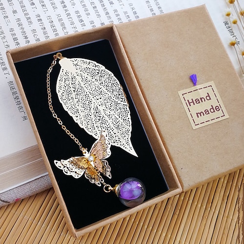 

Bookmarks & Clips Metal Bookmark Geometrical Hollow Butterfly Storage Page Markers Brass Metal Aesthetic Bookmark for Notebook Book Lovers Readers 3.071.5 inch