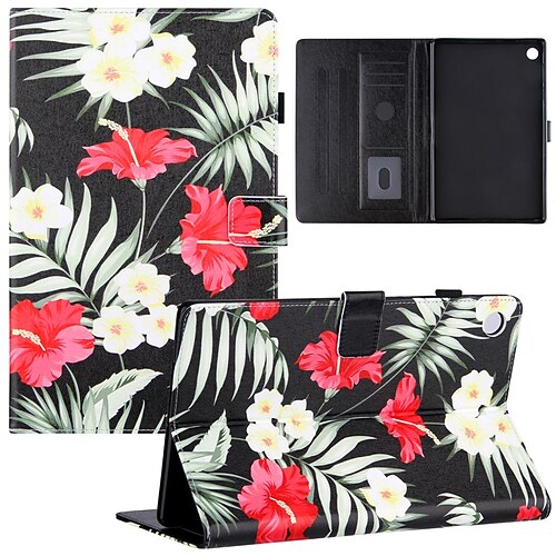 

Tablet Case Cover For Lenovo Tab M10 HD M10 FHD Plus Card Holder with Stand Magnetic Auto Sleep/Wake Graphic Patterned Flower PU Leather