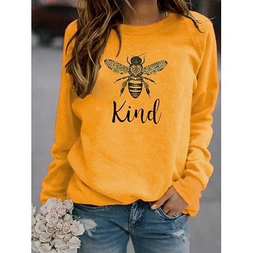 

women bee kind sweatshirt long sleeve blouse graphic pullover letter print top (green,x-large)