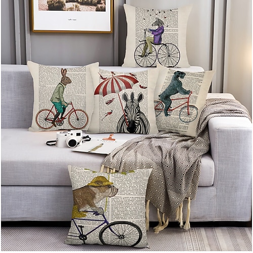 

Circus Animal Double Side Cushion Cover 5PC Soft Decorative Square Throw Pillow Cover Cushion Case Pillowcase for Bedroom Livingroom Superior Quality Machine Washable Outdoor Indoor Cushion for Sofa Couch Bed Chair