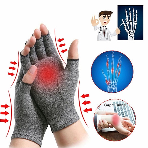 

1 Pair Arthritis Hand Compression Gloves Comfy Fit Fingerless Design Breathable Moisture Wicking Fabric Alleviate Rheumatoid Pains Ease Muscle Tension