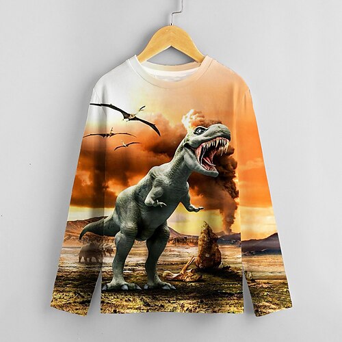 

Kids Boys T shirt Animal 3D Print Long Sleeve Active 4-12 Years Fall Orange