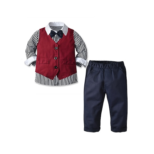 

Bambino Bambino (1-4 anni) Da ragazzo Giornata universale dell'infanzia Completo 4 pezzi Manica lunga Beige A strisce Cotone Scuola Casual / quotidiano Compleanno Essenziale 2-6 anni