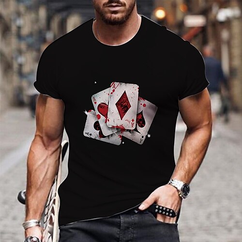 

Men's Unisex T shirt Tee Tee Card Round Neck Black Print Plus Size Casual Vacation Short Sleeve Print Clothing Apparel Designer Big and Tall Esencial / Summer / Summer