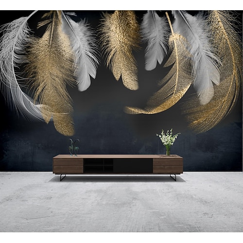 

Mural Wallpaper Wall Sticker Covering Print Peel and Stick Self Adhesive Black Feather PVC / Vinyl Home Decor