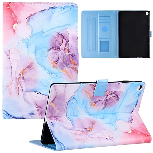 

Tablet Case Cover For Huawei Mediapad T5 10 Shockproof Dustproof Graphic Flower Marble Card Holder PU Leather