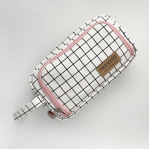 

Pencil pen Case box back to school gift large capacity office Plaid Simple Stationery Bag Holder zipper 20711 cm