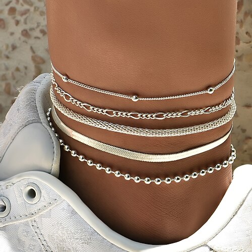 

Anklet Set Leg Chain Stylish Simple Holiday Women's Body Jewelry For Gift Prom Classic Alloy Wedding Silver
