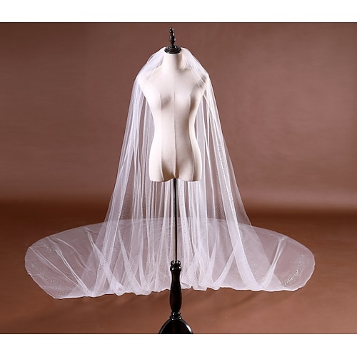 

One-tier Cute / Sweet Wedding Veil Chapel Veils / Cathedral Veils with Scattered Crystals Style / Sequin / Solid Tulle