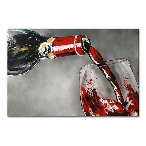 

Oil Painting Handmade Hand Painted Wall Art Mintura Modern Abstract Wine Bottle for Home Decoration Decor Rolled Canvas No Frame Unstretched