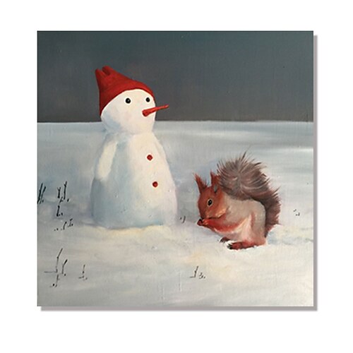 

Christmas Oil Painting Handmade Hand Painted Wall Art Classic Figure Portrait Gift Snowman Home Decoration Decor Rolled Canvas No Frame Unstretched