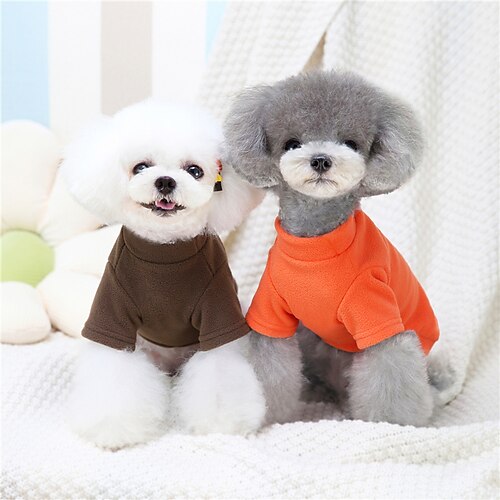 

Dog Cat Sweater Solid Colored Animal Cute Sweet Dailywear Casual / Daily Winter Dog Clothes Puppy Clothes Dog Outfits Warm Orange White Brown Costume for Girl and Boy Dog Fleece S M L XL XXL