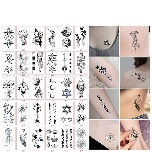 

30 pcs Monster Tattoo Temporary Tattoo Sticker Cute Fake Tatoo Flash Tatto Waterproof Small Body Art for Halloween Tattoos