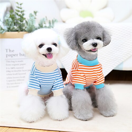 

Dog Cat Sweatshirt Stripes Animal Cute Sweet Dailywear Casual / Daily Winter Dog Clothes Puppy Clothes Dog Outfits Warm Blue Gray Orange Sweatshirts for Girl and Boy Dog Cotton S M L XL XXL