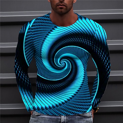

Men's Unisex T shirt Tee Shirt Tee Graphic Prints Spiral Stripe Crew Neck Blue Purple Yellow Dark Green Red 3D Print Daily Holiday Long Sleeve Print Clothing Apparel Designer Casual Big and Tall