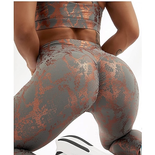 

Per donna Pantaloni da yoga Scrunch Butt Fasciante in vita Sollevamento dei glutei Traspirante Vita alta Yoga Fitness Allenamento in palestra Ghette Pantaloni Pelle di serpente Verde Bianco Nero