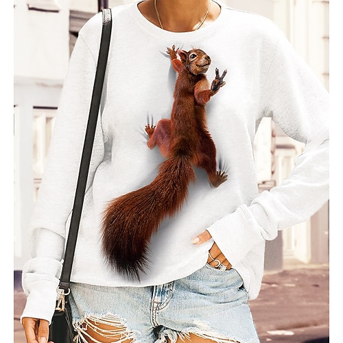 

Women's Sweatshirt Pullover Active Streetwear 3D Print White Animal 3D Daily Round Neck Long Sleeve S M L XL XXL