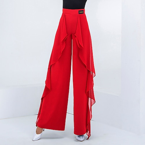 

Ballroom Dance Pants Ruffle Women's Performance Daily Wear High Polyester