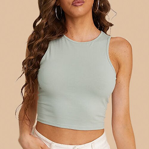 

Women's Basic Crop Solid Color T-Shirt Basic Daily Wear