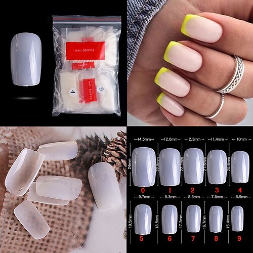 500pcs Pro White Clear V Straight Round End Full Half Acrylic Ballet Coffin French False Nail Tips Fake Toenail Tip Manicure 21 Us 16