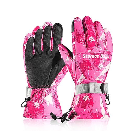 

Ski Gloves Snow Gloves for Women Men Touchscreen Thermal Warm Waterproof PU Leather Full Finger Gloves Snowsports for Cold Weather Winter Skiing Snowboarding Cycling