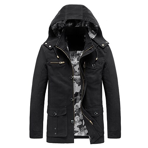 

Men's Winter Jacket Winter Coat Hoodied Jacket Casual Jacket Windproof Lightweight Outdoor Casual Daily Zipper Turndown Casual Daily Street Style Jacket Outerwear Solid Color Full Zip Green Ginger