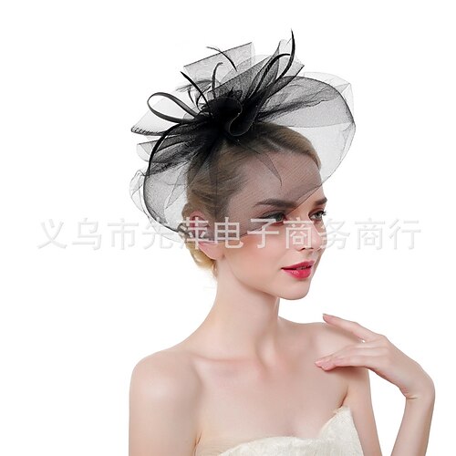

Femme Chapeau Chapeau de seau Chapeau de Fête Vert Noir Bleu Mariage Soirée Occasion spéciale Maille Fleur Plumes Portable Respirabilité Mariage