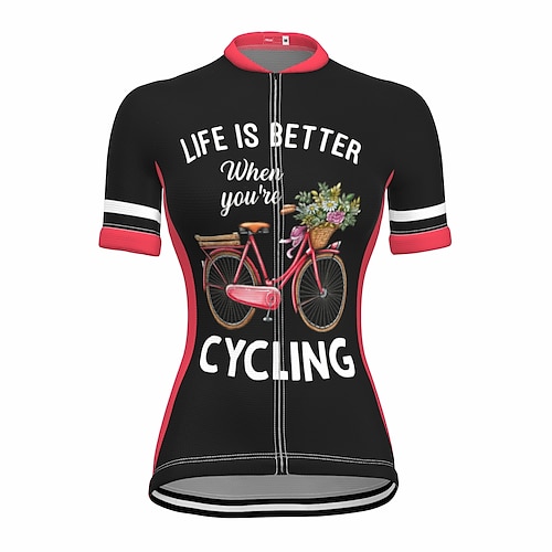 

21Grams Femme Maillot Velo Cyclisme Manches Courtes Cyclisme Top avec 3 poches arrière VTT Vélo tout terrain Vélo Route Respirable Séchage rapide Evacuation de l'humidité Bandes Réfléchissantes Noir