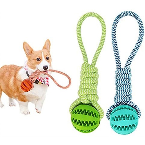 

Chew Toy Dog Rope Toy Durable Rubber Ball Teeth Cleaning with Cotton Rope Molar Dog Bite Toy