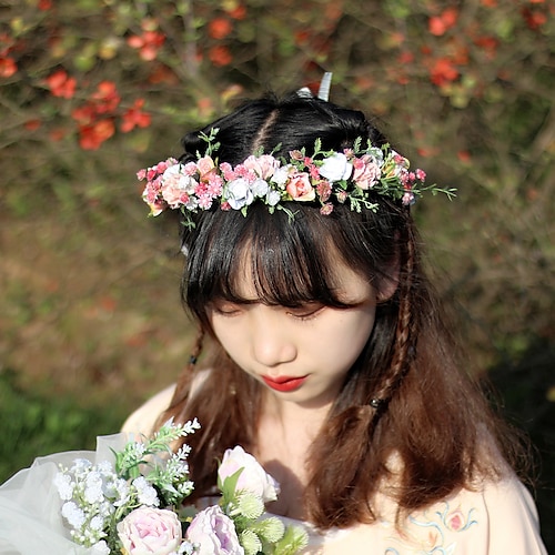 

Garland Headgear Simulation Flower Gypsophila Children's Headband Bride Hair Accessories Photo Shoot Outside Head Wearing Flower Wreath Female