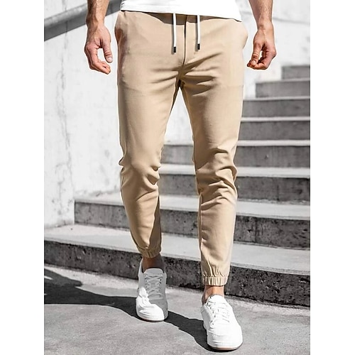 

Herren Jogginghose Jogger Hose Hosen Chinesisch Chino Kordelzug Feste Farbe Arbeit Täglich Ausgehen Stilvoll Klassisch Schwarz Khaki