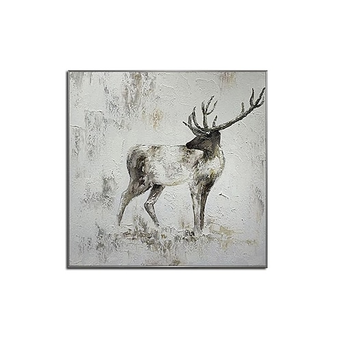 

Christmas Oil Painting Handmade Hand Painted Wall Art Square Modern Elk Animal Home Decoration Decor Rolled Canvas No Frame Unstretched