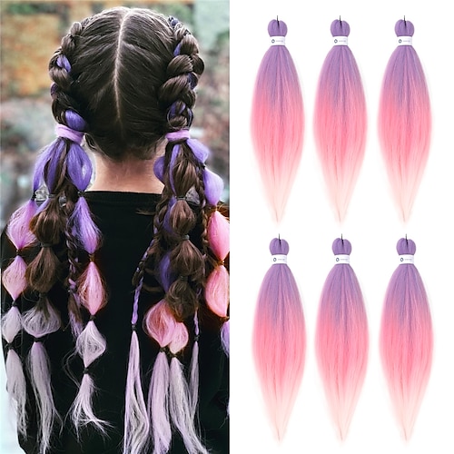 

HAIR CUBE Purple Pink Ombre Jumbo Braids Hair Extensions Synthetic Hair Braids Yaki Straight Pre Stretched Crochet Box Braids 26