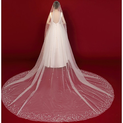 

One-tier Classic & Timeless / Elegant & Luxurious Wedding Veil Chapel Veils / Cathedral Veils with Solid Tulle