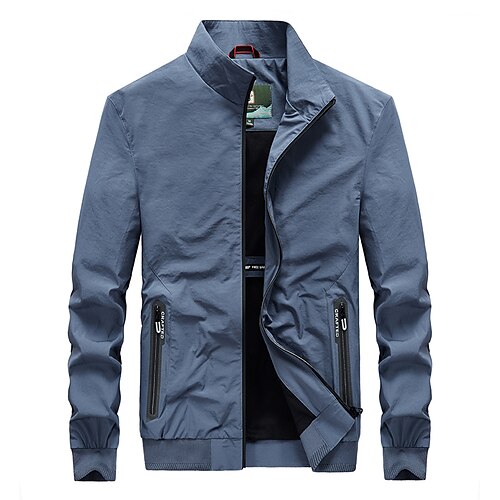 

Men's Winter Jacket Winter Coat Casual Jacket Windproof Quick Dry Outdoor Daily Wear Zipper Stand Collar Casual Daily Windbreaker Jacket Outerwear Solid Color Full Zip Blue Army Green Gray / Spring