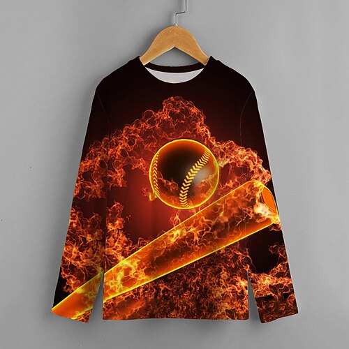 

Kids Boys T shirt Graphic 3D Print Long Sleeve Active 4-12 Years Summer Black
