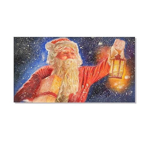 

Christmas Oil Painting Handmade Hand Painted Wall Art Classic Figure Portrait Gift Santa Claus Home Decoration Decor Rolled Canvas No Frame Unstretched