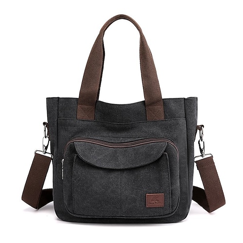 

Women's 2022 Tote Handbags Tote Top Handle Bag Hobo Bag Canvas Zipper Daily Outdoor Blue Black Gray Purple