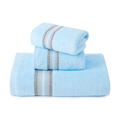 

3 Pcs Cotton Blend Towel Set Includes 2 Pcs Hand Kitchen Towels 1 Pc Bath Shower Towel Machine Washable Super Soft Highly Absorbent Quick Dry For Bathroom Hotel Spa Solid 68137cm