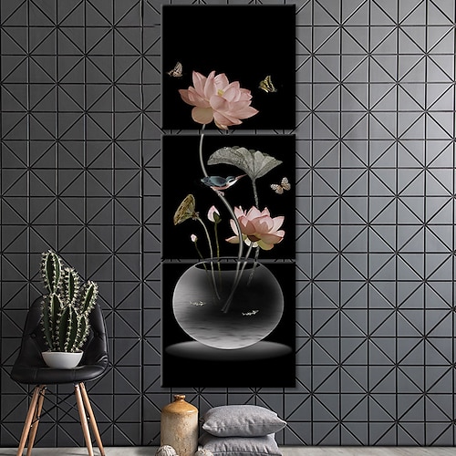 

3 paneles arte de la pared impresiones en lienzo pintura obra de arte imagen planta floral loto decoración del hogar decoración lienzo enrollado sin marco sin marco sin estirar