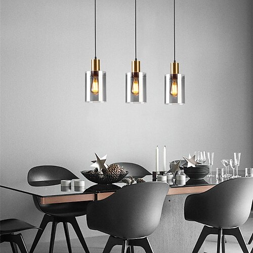 

LED Pendant Light 15 cm Geometric Shapes Pendant Light Metal Vintage Style Cylinder Electroplated Vintage Country 220-240V