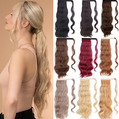 

Long Wave Ponytail Wrap Around Synthetic Ponytail Body Wave Clip In Hairpiece Blonde Wave Ponytail For Women