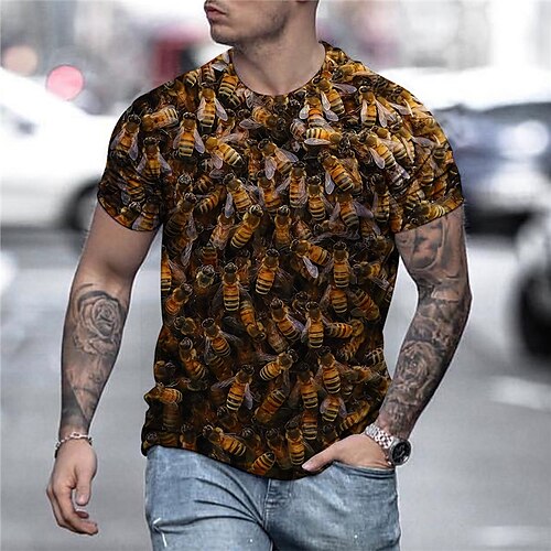 

Homme Unisexe T shirt Tee Chemise Tee Abeille Imprimés Photos Col Ras du Cou Marron 3D effet du quotidien Vacances Manches Courtes Imprimer Vêtement Tenue Design Casual Grand et grand / Eté / Eté