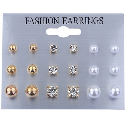 

9 Pairs Stud Earrings Earrings Set For Women's Wedding Sport Engagement Stainless Steel Classic Fashion